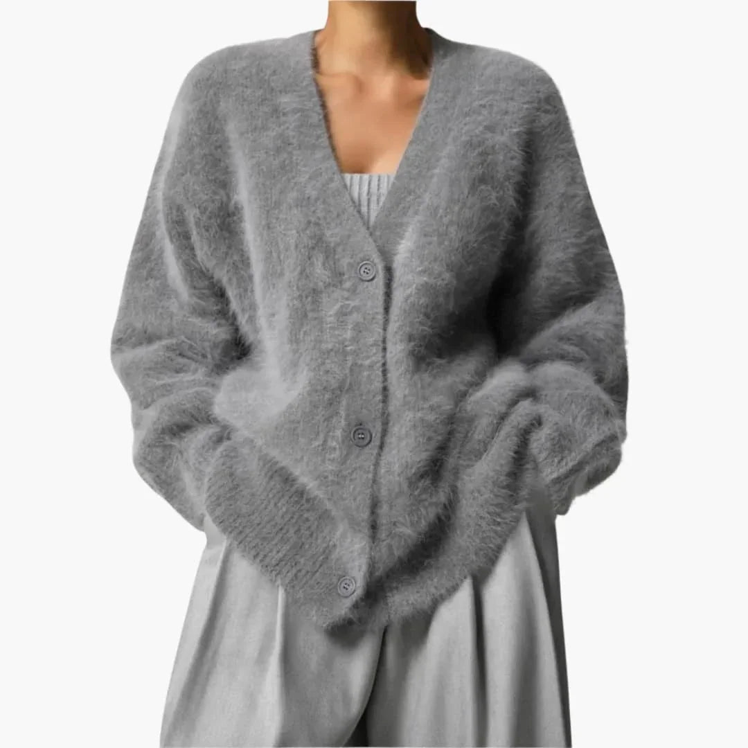 Women's Cardigan with V-Neck and Button Closure