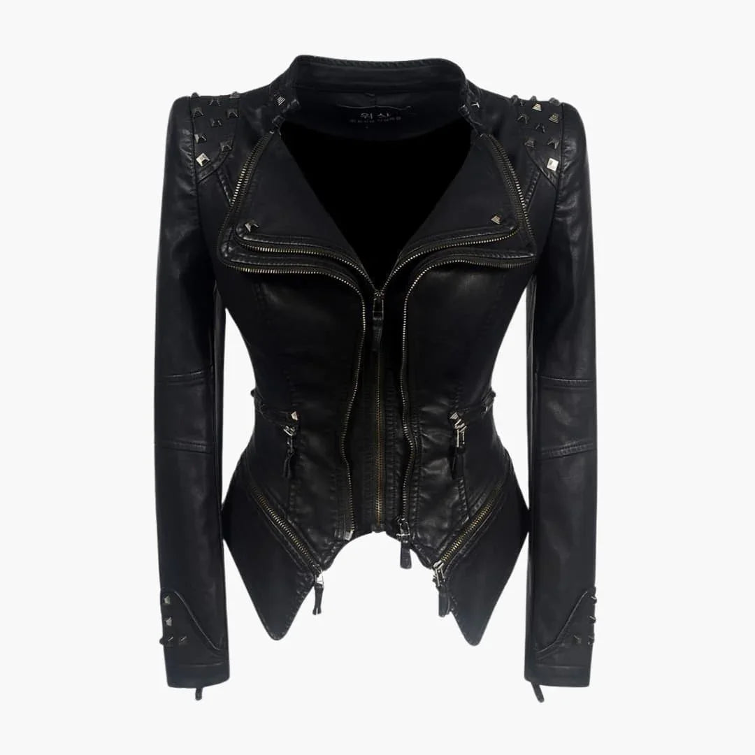 Bavane | Women's Biker Jacket Black with Studs