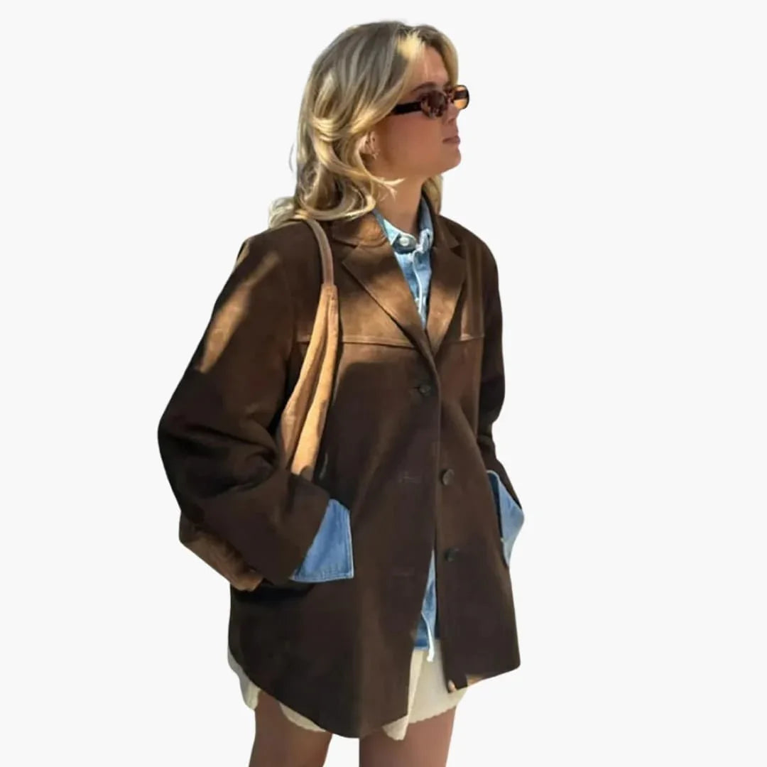 Women's Blazer with Button Closure and Side Pockets