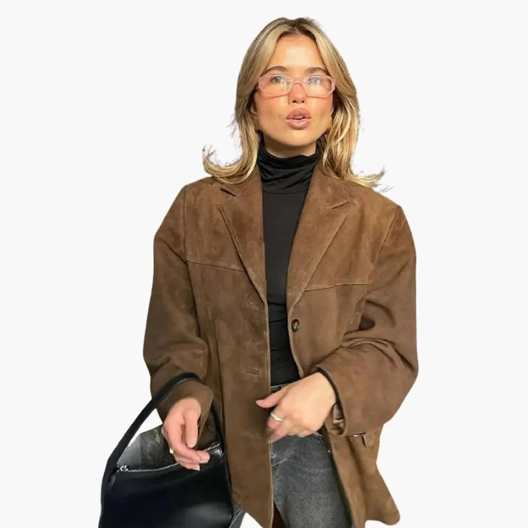 Women's Blazer with Button Closure and Side Pockets