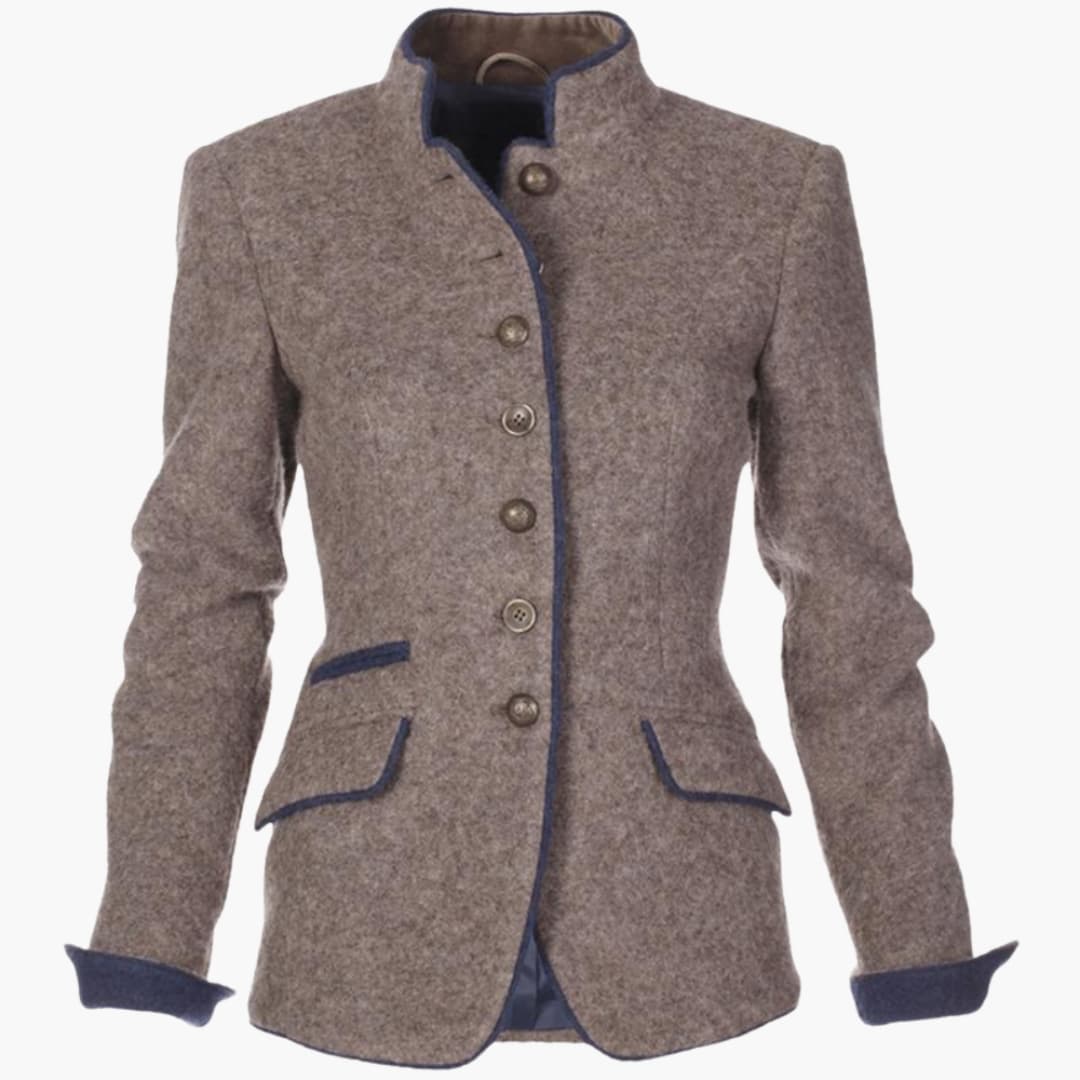 Women's Blazer with Notched Lapel and Front Buttons