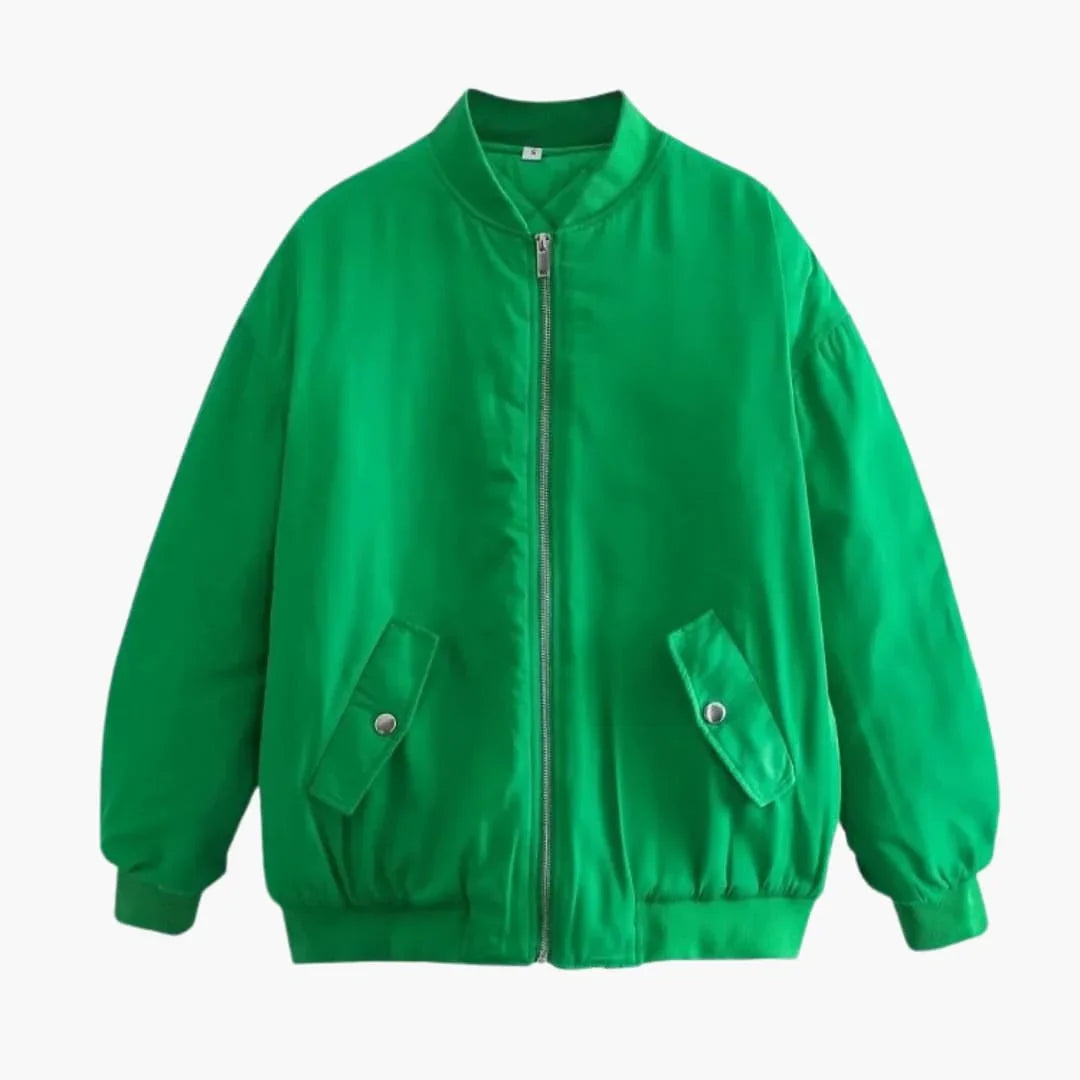 Bavane | Women's Bomber Jacket with Zipper and Front Pockets