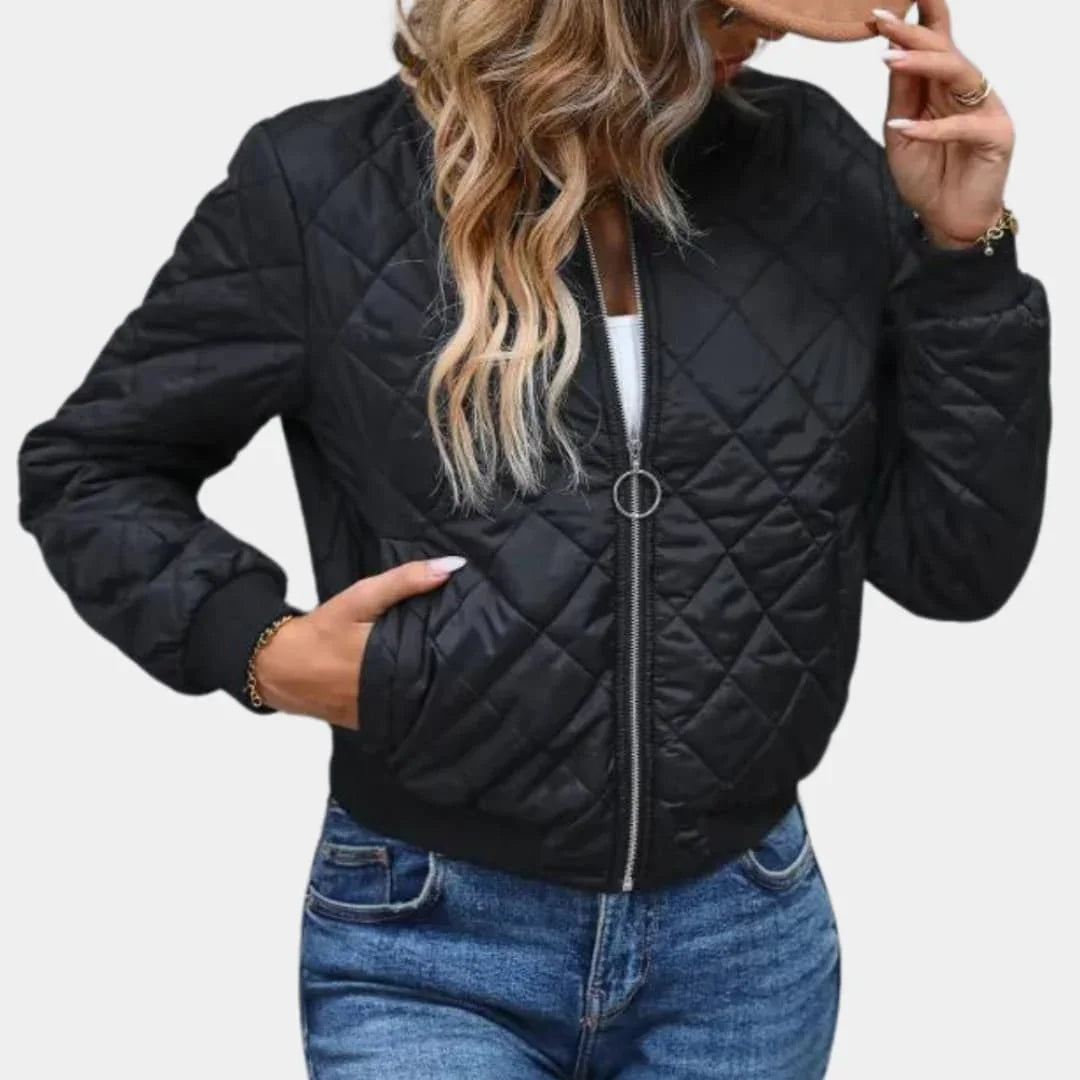 Bavane | Women's Bomber Jacket with Zipper and Quilted Surface
