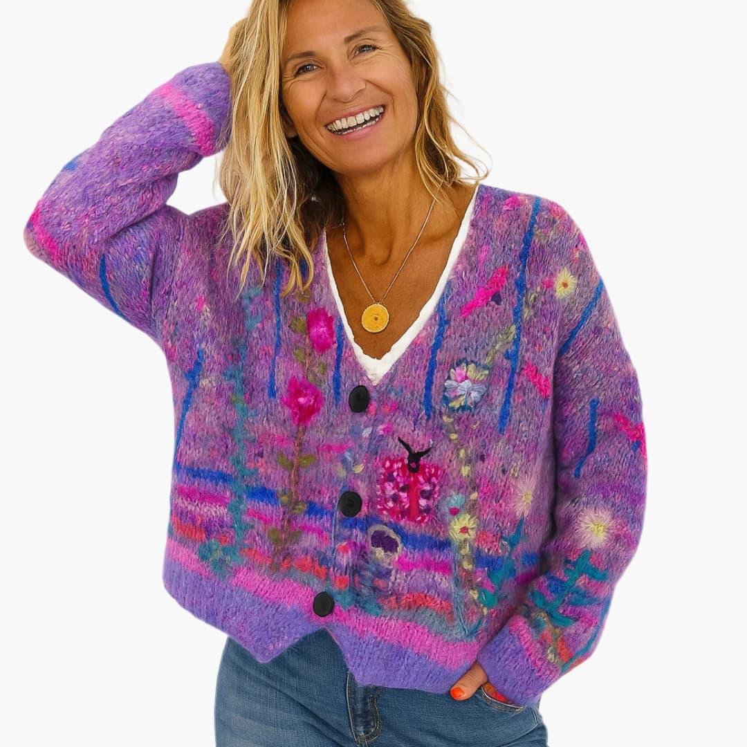 Women's Cardigan with V-Neck and Button Closure