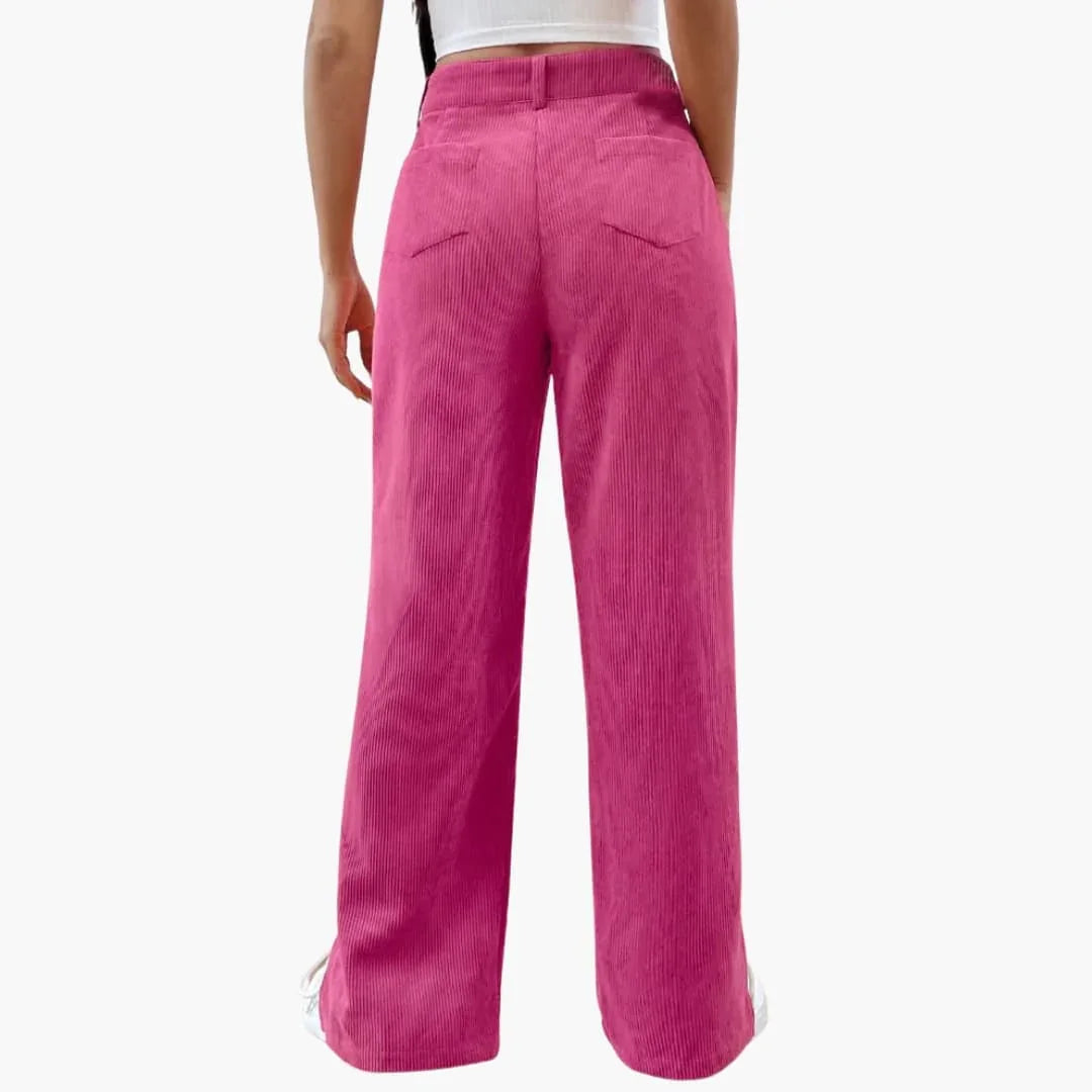 Women's Corduroy Pants with Waistband and Wide Legs