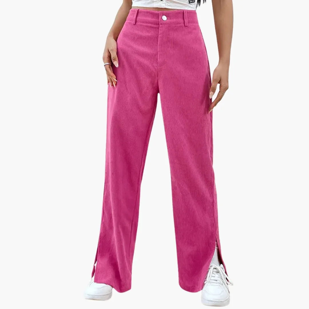 Women's Corduroy Pants with Waistband and Wide Legs