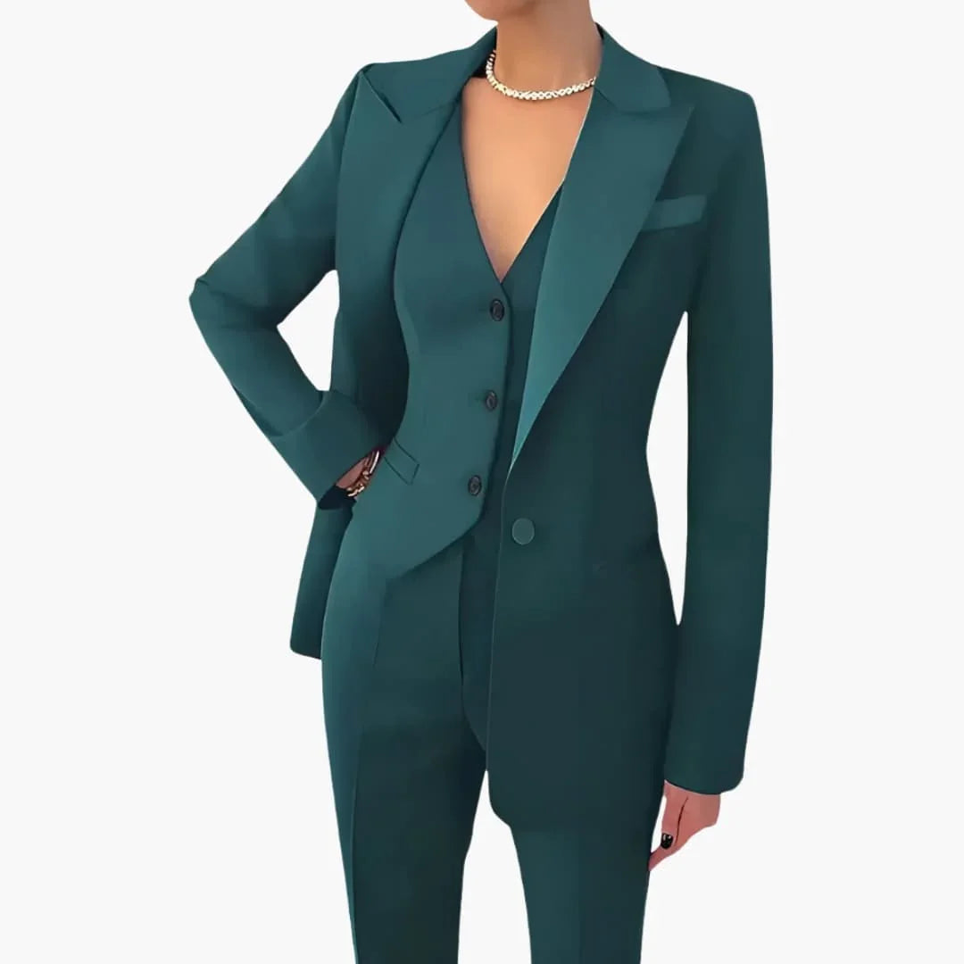 Women's Three-Piece Suit with Blazer, Vest, and Trousers