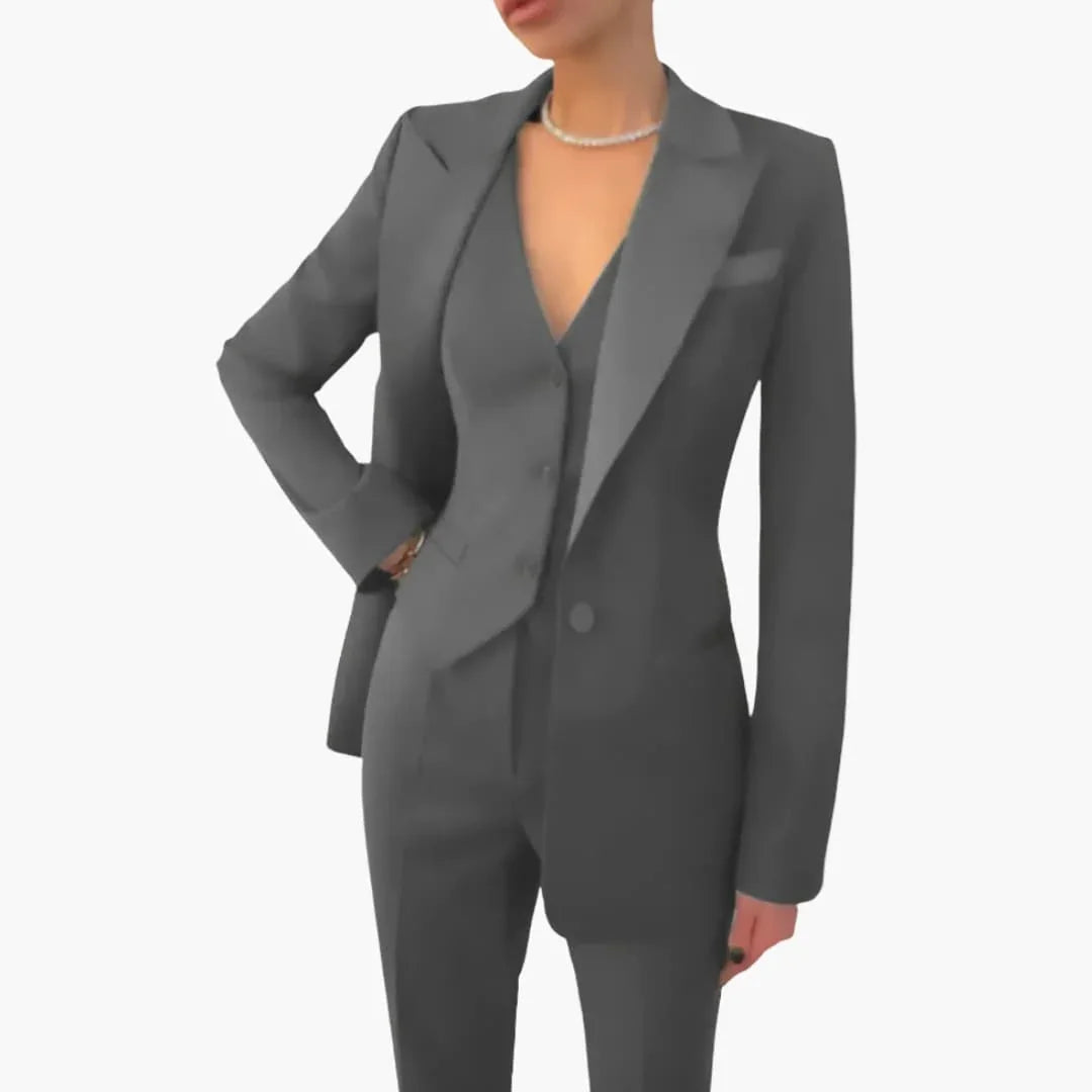 Women's Three-Piece Suit with Blazer, Vest, and Trousers