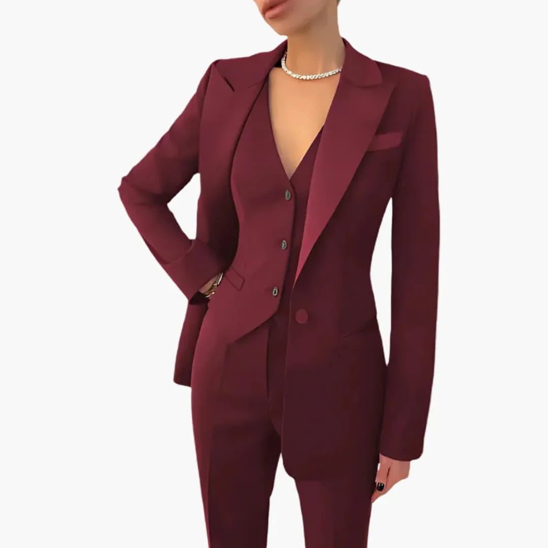 Women's Three-Piece Suit with Blazer, Vest, and Trousers