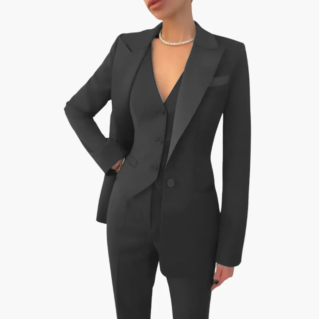 Women's Three-Piece Suit with Blazer, Vest, and Trousers