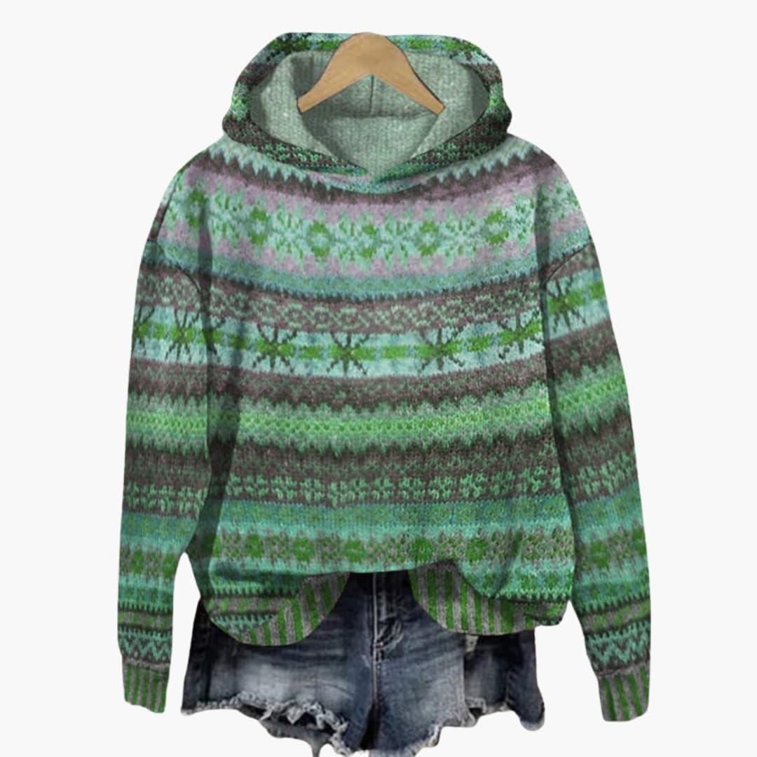 Women's Pullover-Style Hoodie with Patterned Surface