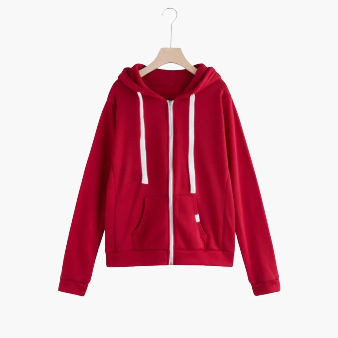 Women's Hoodie with Front Zipper and Kangaroo Pocket