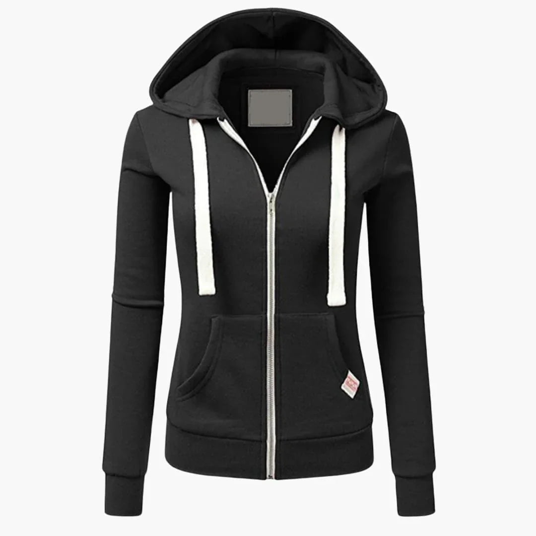 Women's Hoodie with Front Zipper and Kangaroo Pocket