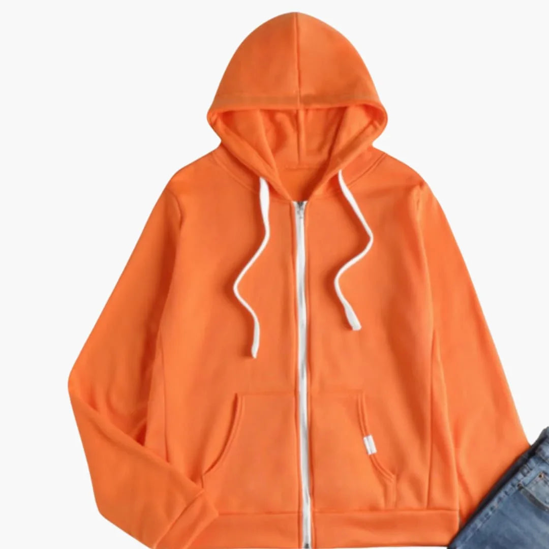 Women's Hoodie with Front Zipper and Kangaroo Pocket