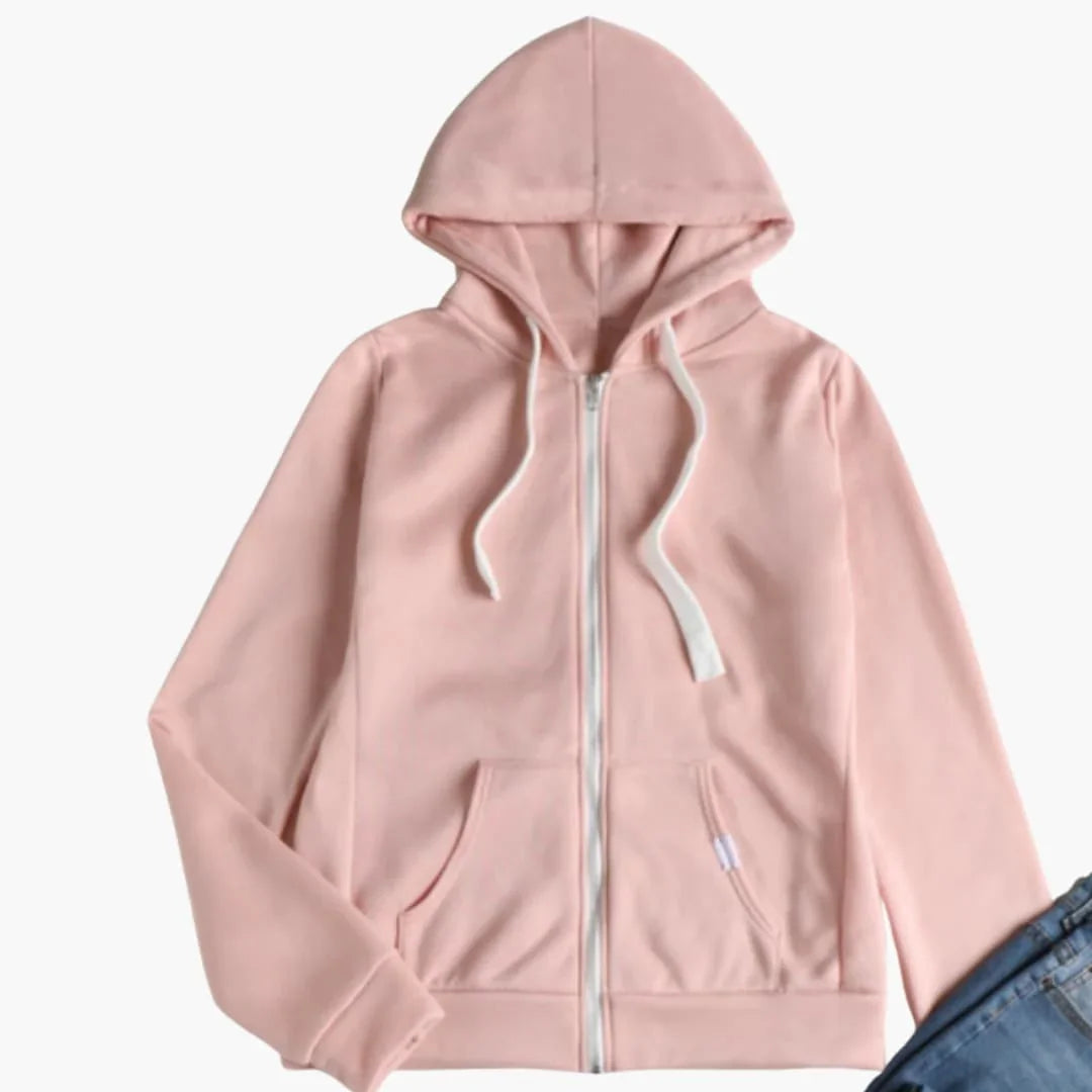 Women's Hoodie with Front Zipper and Kangaroo Pocket