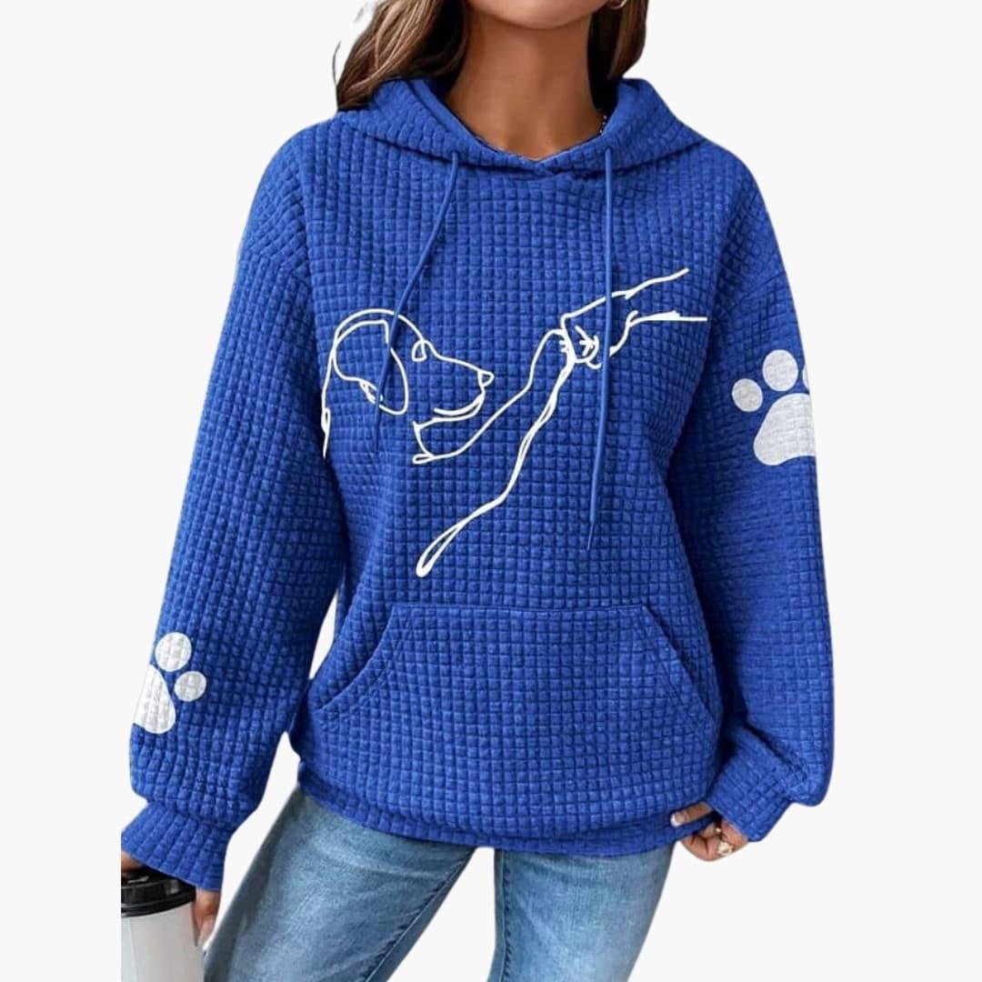 Bavane | Women's Hoodie with Dog Motif and Kangaroo Pocket
