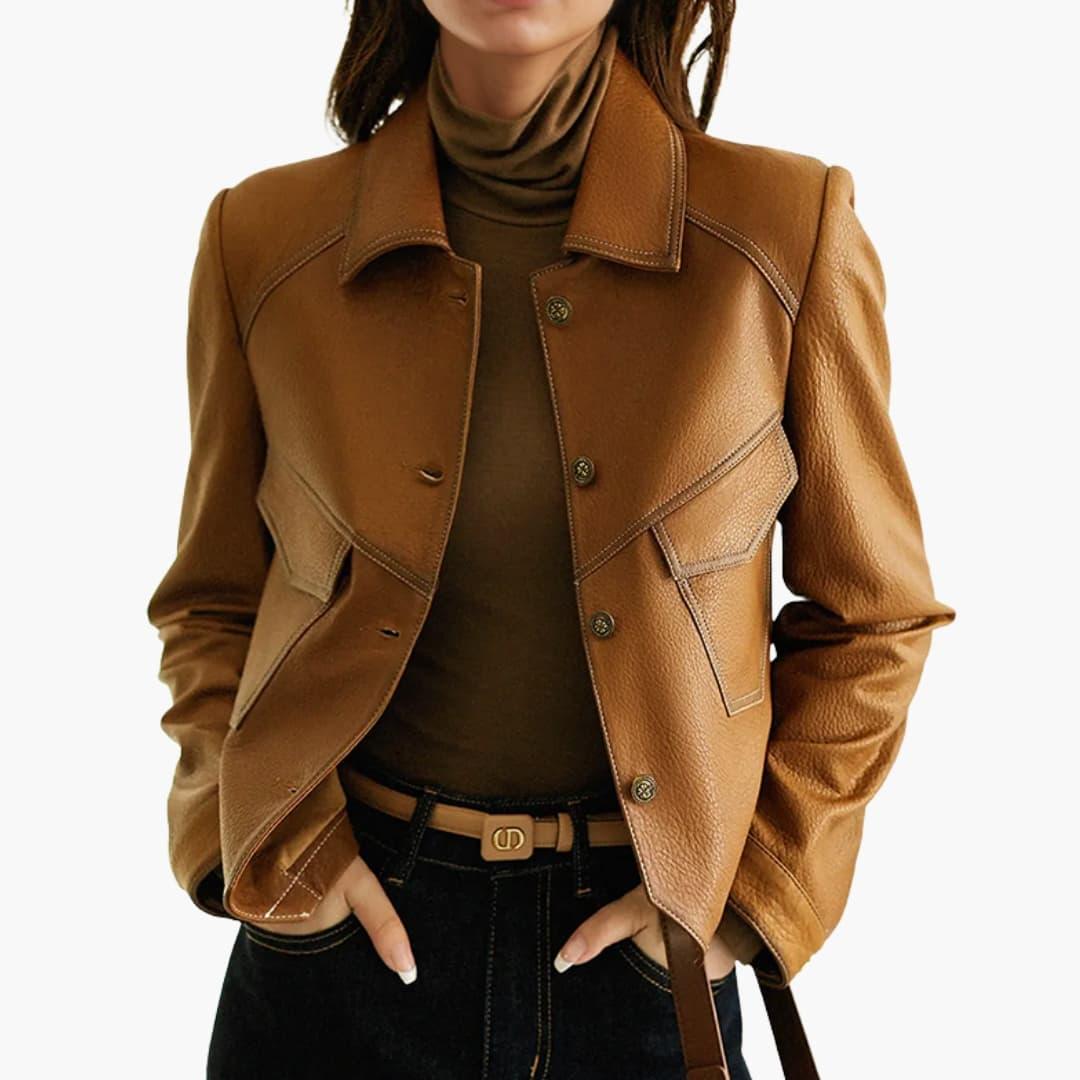 Bavane | Women's Brown Jacket with Long Sleeves