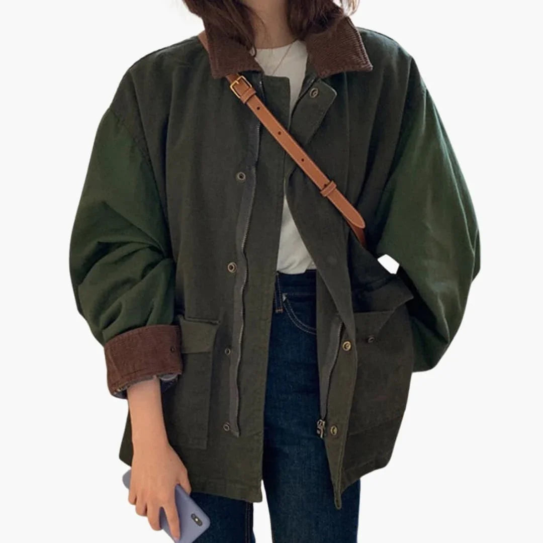 Women's Jacket with Front Zipper and Side Pockets