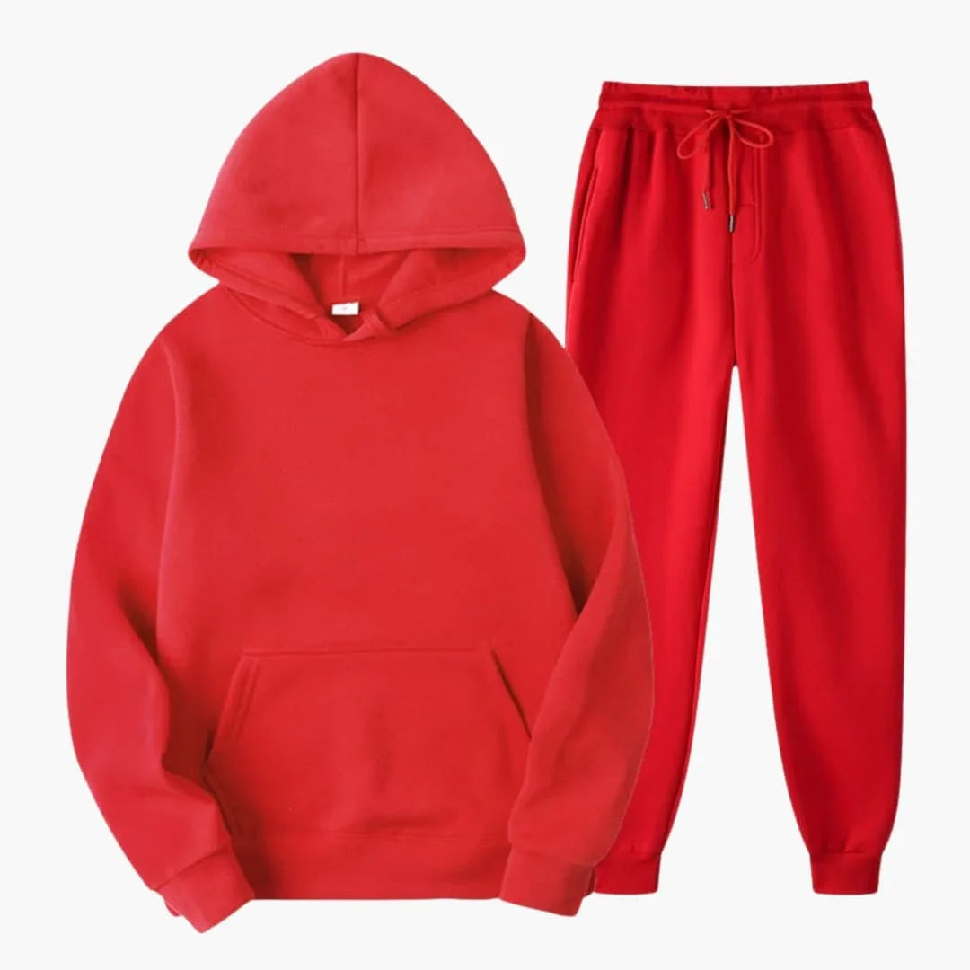 Women's Jogging Set with Round Neck and Ribbed Cuffs