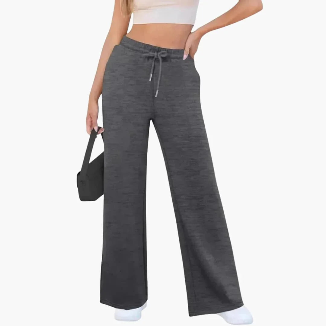 Women's Jogging Pants with Drawstring Waist and Wide Legs