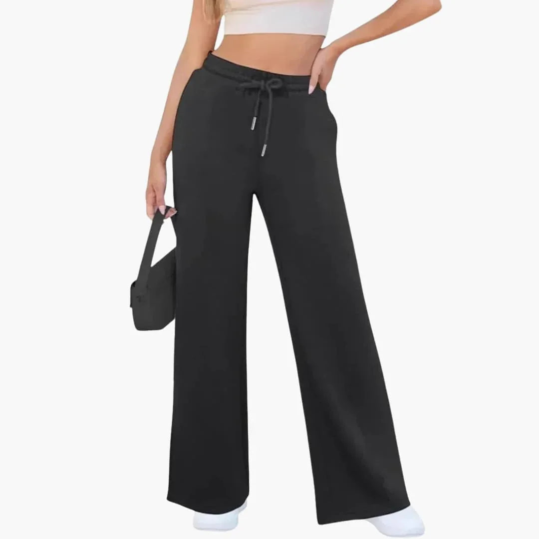 Women's Jogging Pants with Drawstring Waist and Wide Legs