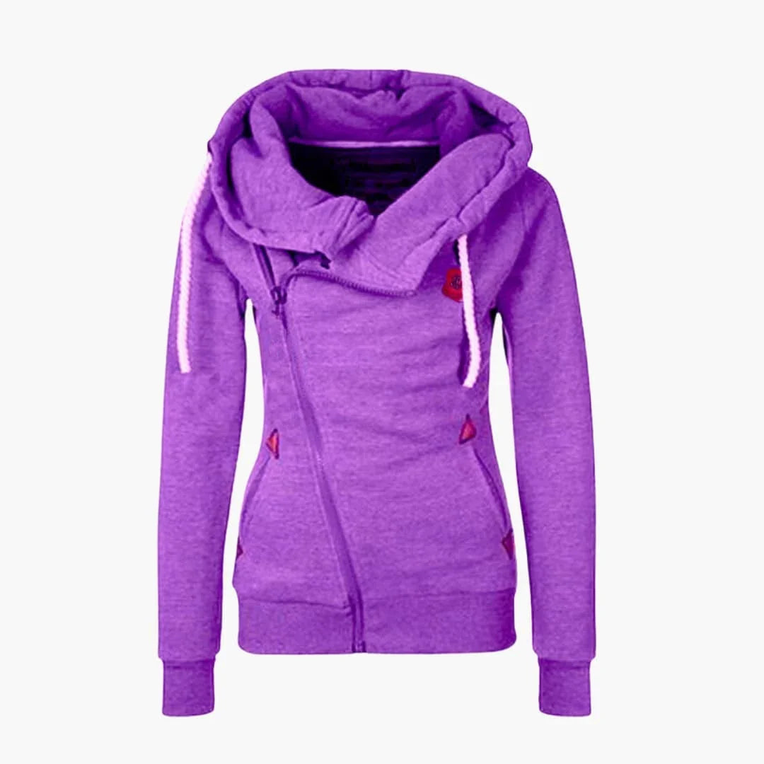 Women's Zip-Up Hoodie with Drawstring Hood