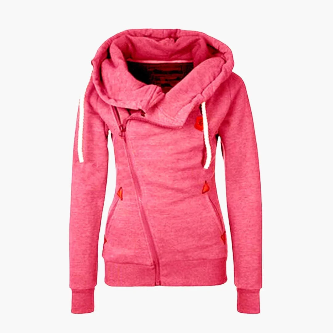 Women's Zip-Up Hoodie with Drawstring Hood