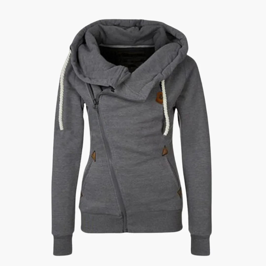Women's Zip-Up Hoodie with Drawstring Hood