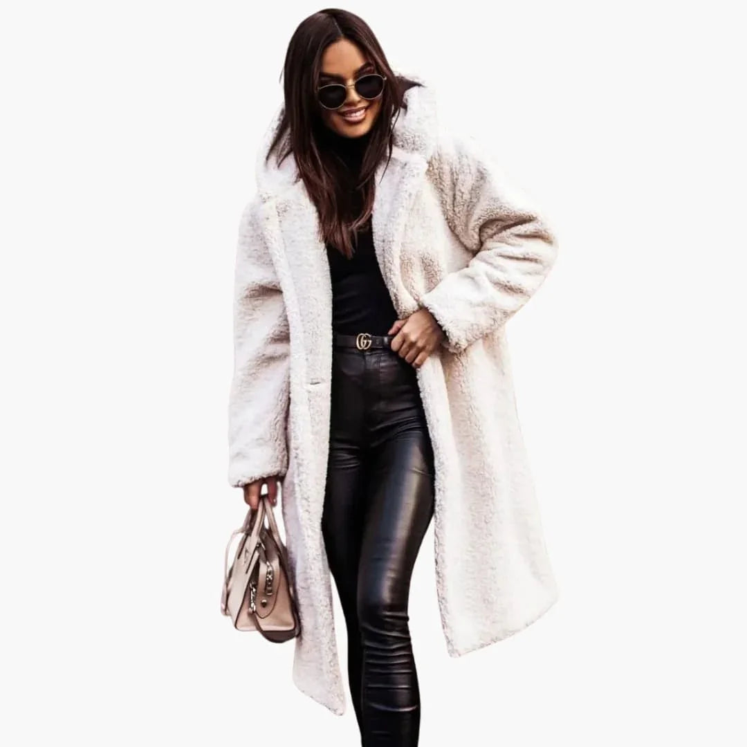 Women's Long Hooded Coat with Side Pockets