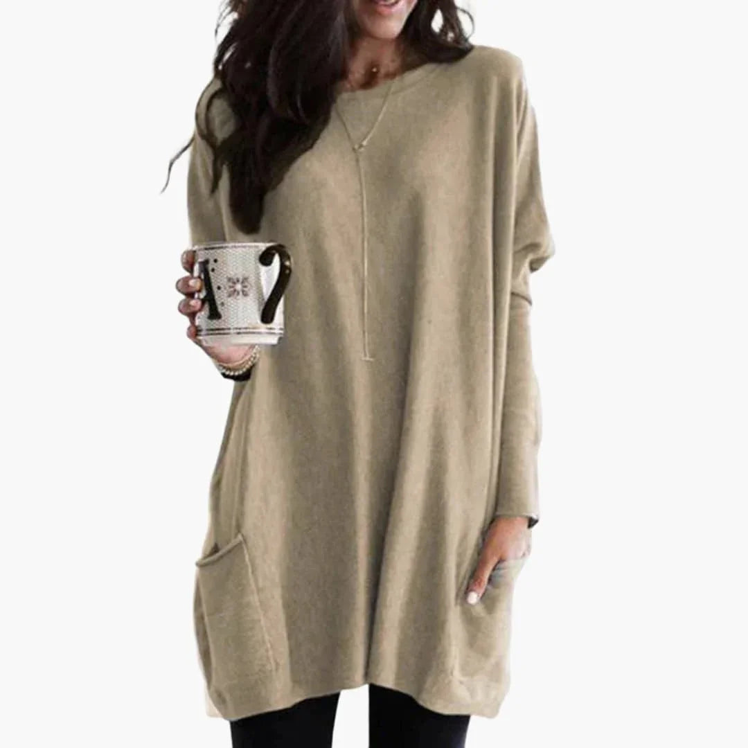 Women's Long Sweater with Round Neck
