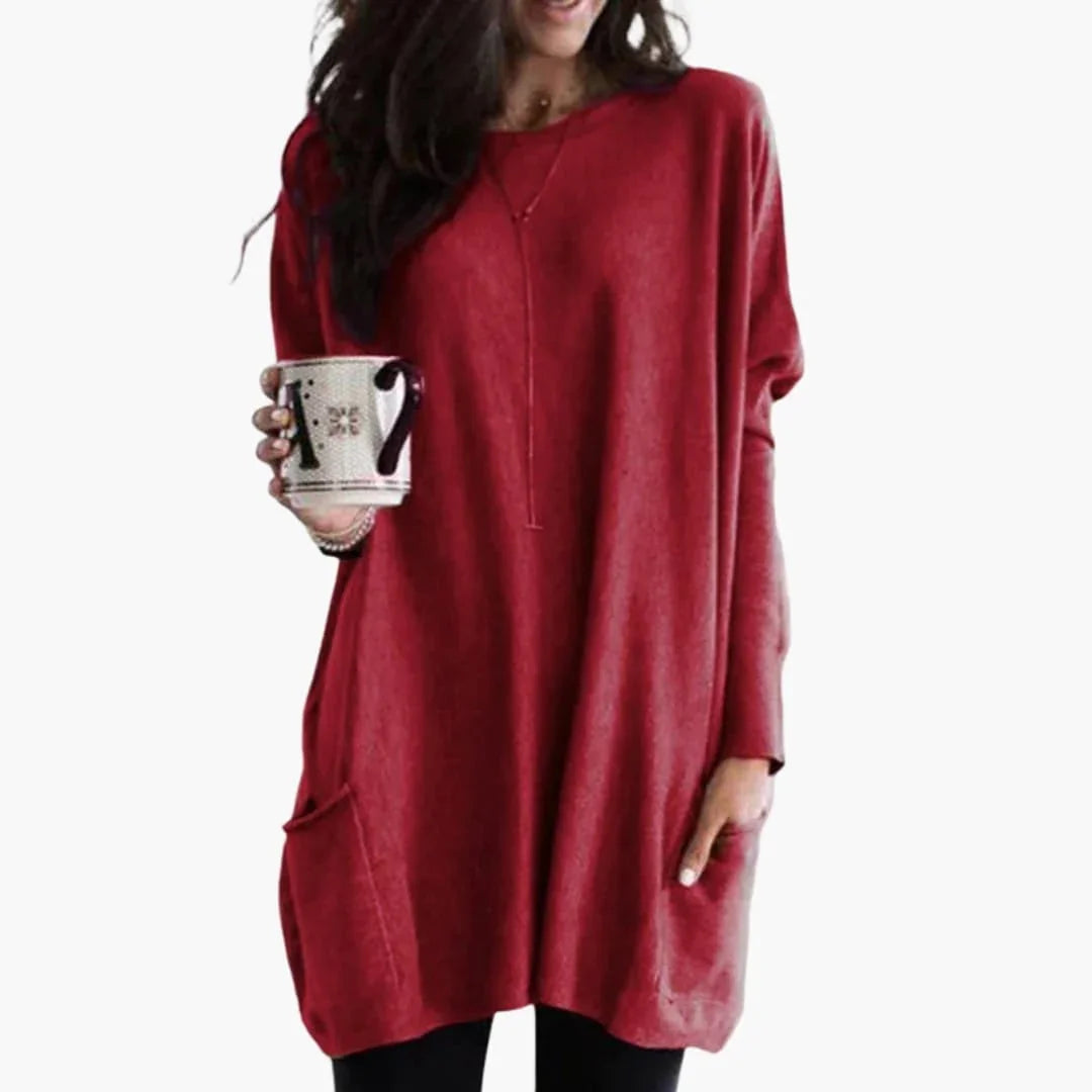 Women's Long Sweater with Round Neck