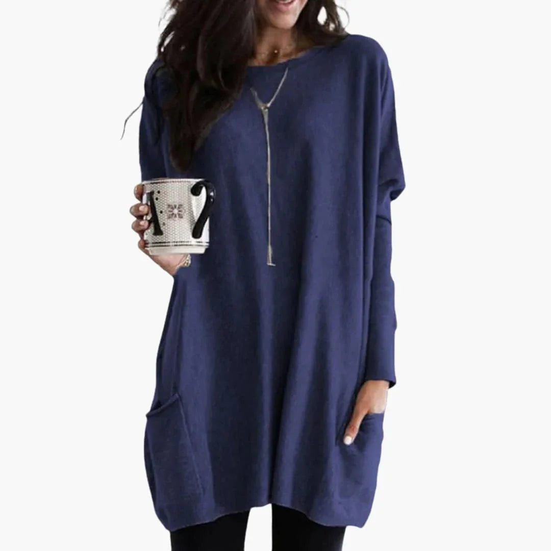 Women's Long Sweater with Round Neck