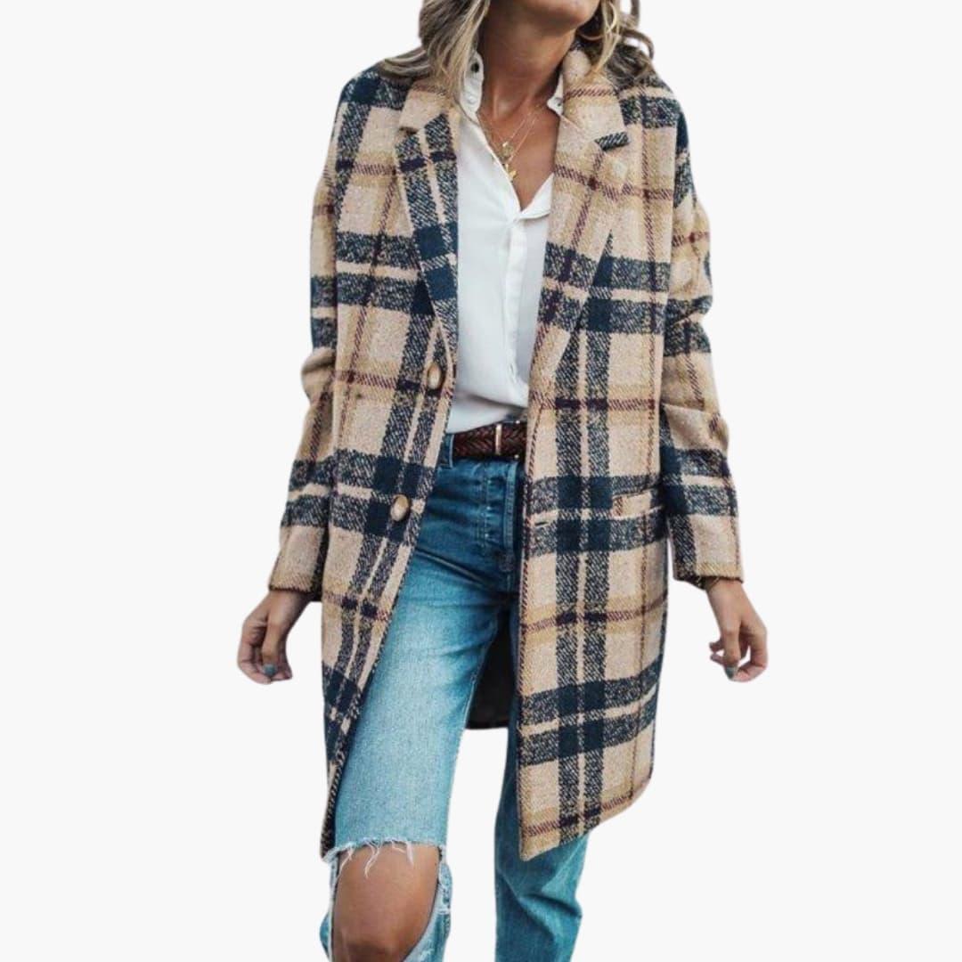 Women's Long Coat with Button Closure