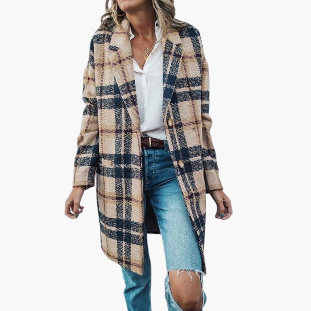 Women's Long Coat with Button Closure
