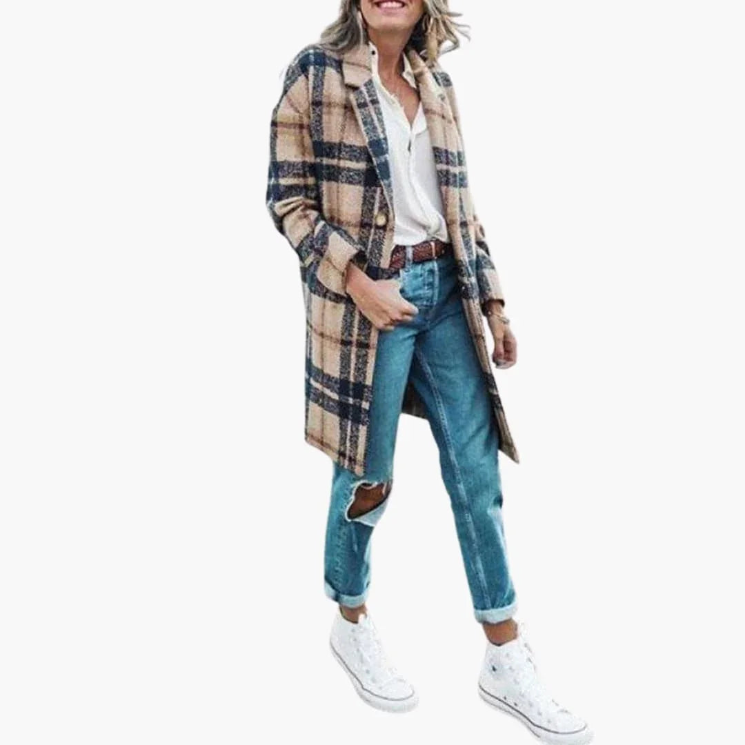 Women's Long Coat with Button Closure
