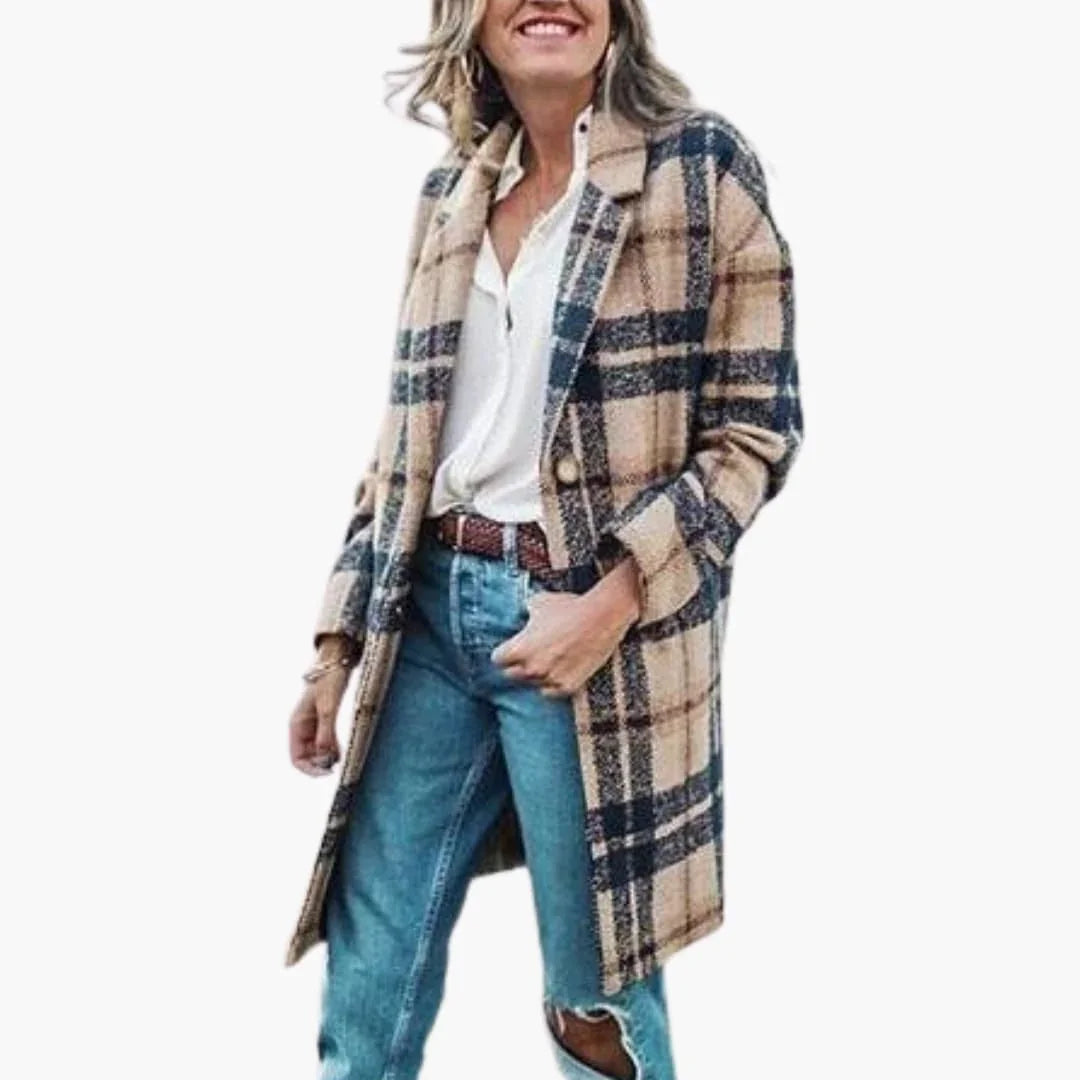 Bavane | Women's Long Coat with Button Closure