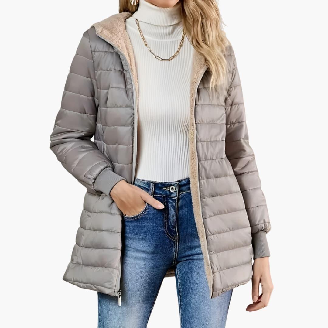 Women's Coat with Zipper and Hood
