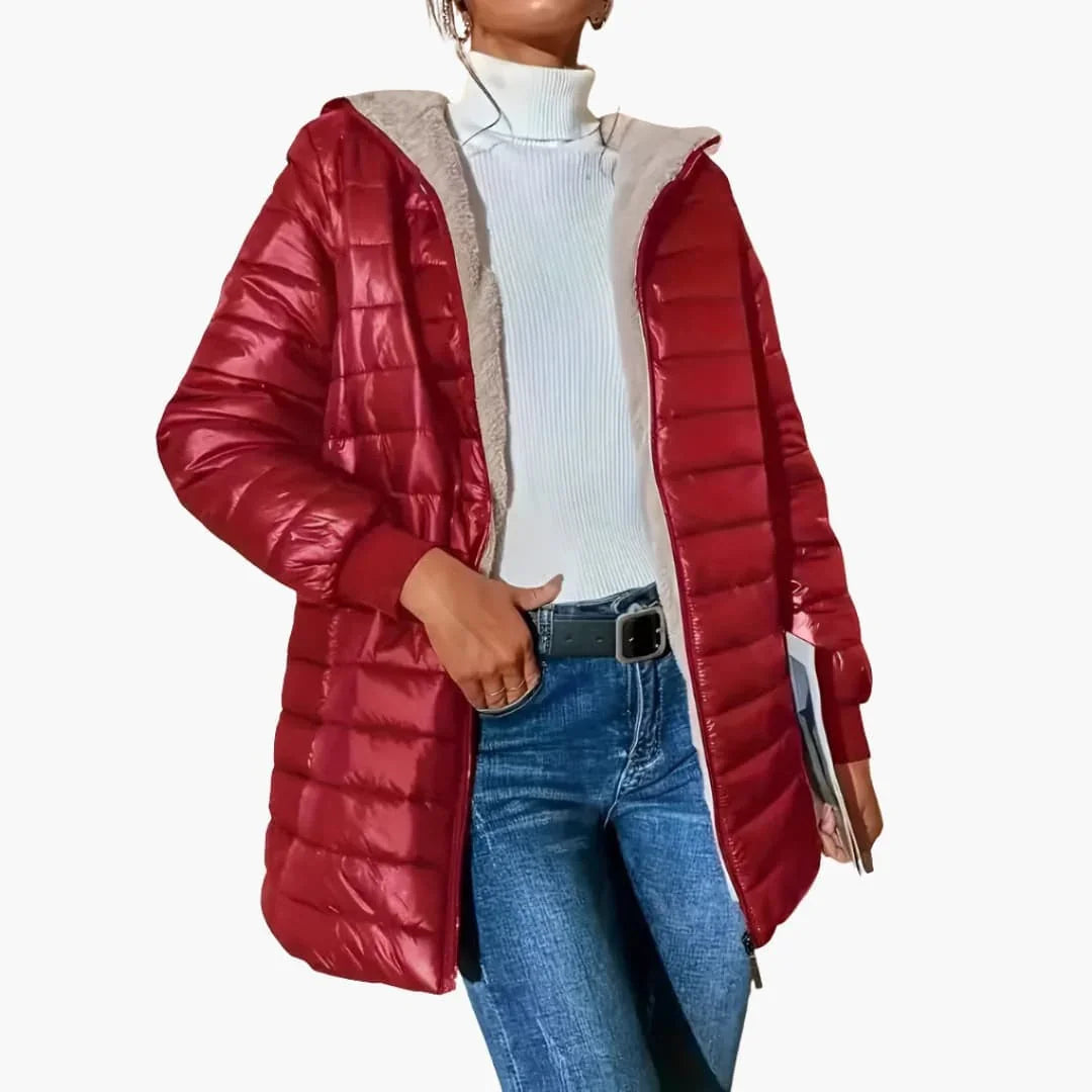 Women's Coat with Zipper and Hood
