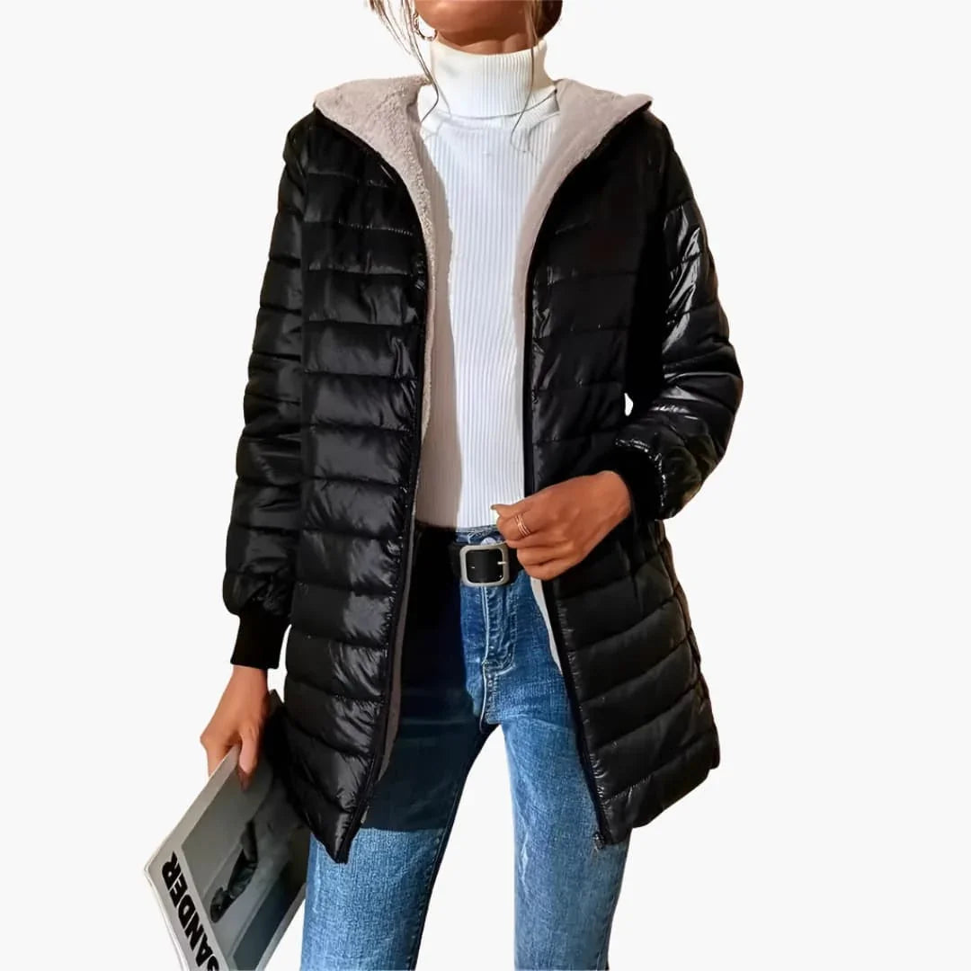 Women's Coat with Zipper and Hood