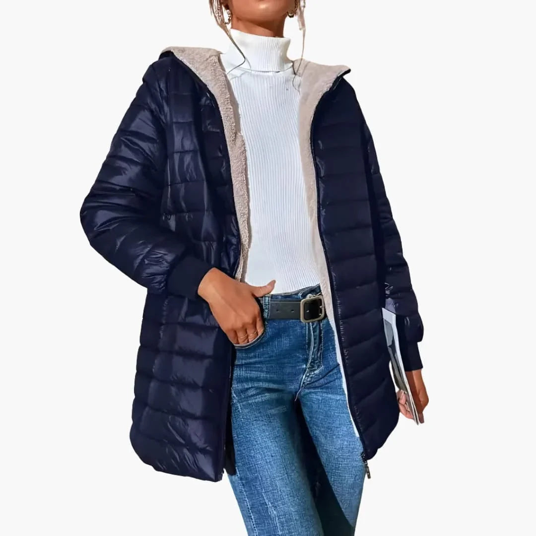 Women's Coat with Zipper and Hood