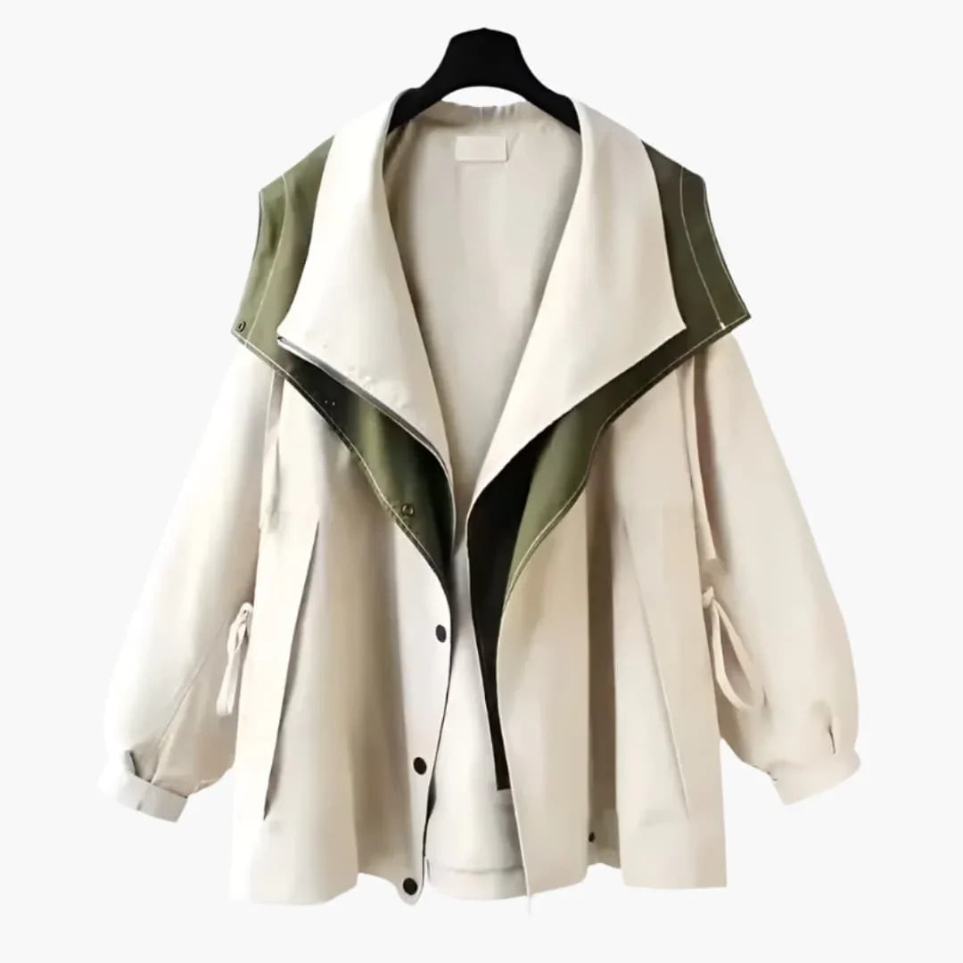 Women's Oversized Jacket with Zipper and Wide Collar