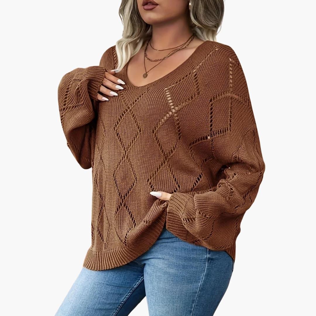 Women's Oversized Sweater with Round Neck and Long Sleeves