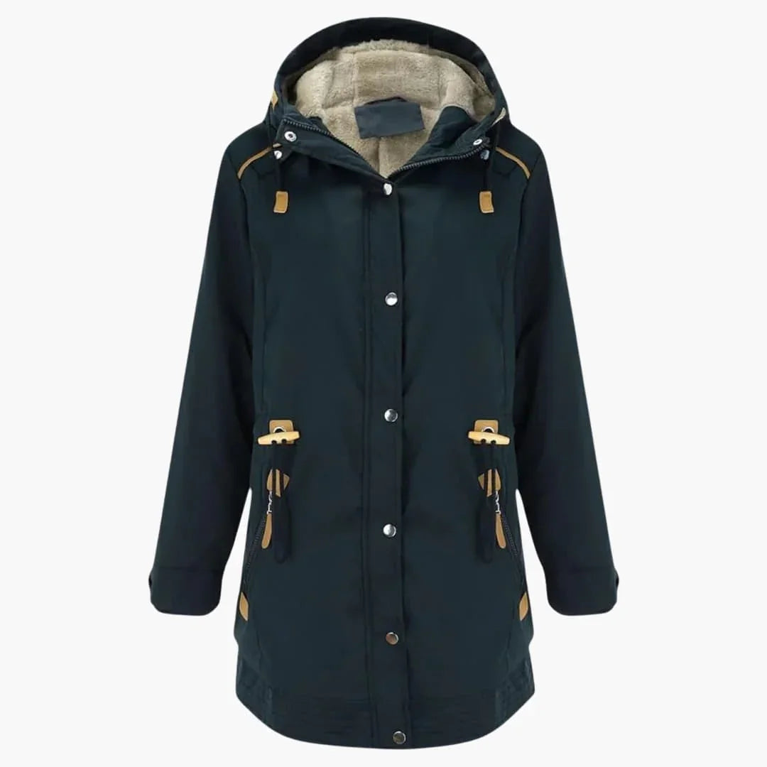 Women's Parka Jacket with Hood and Long Sleeves