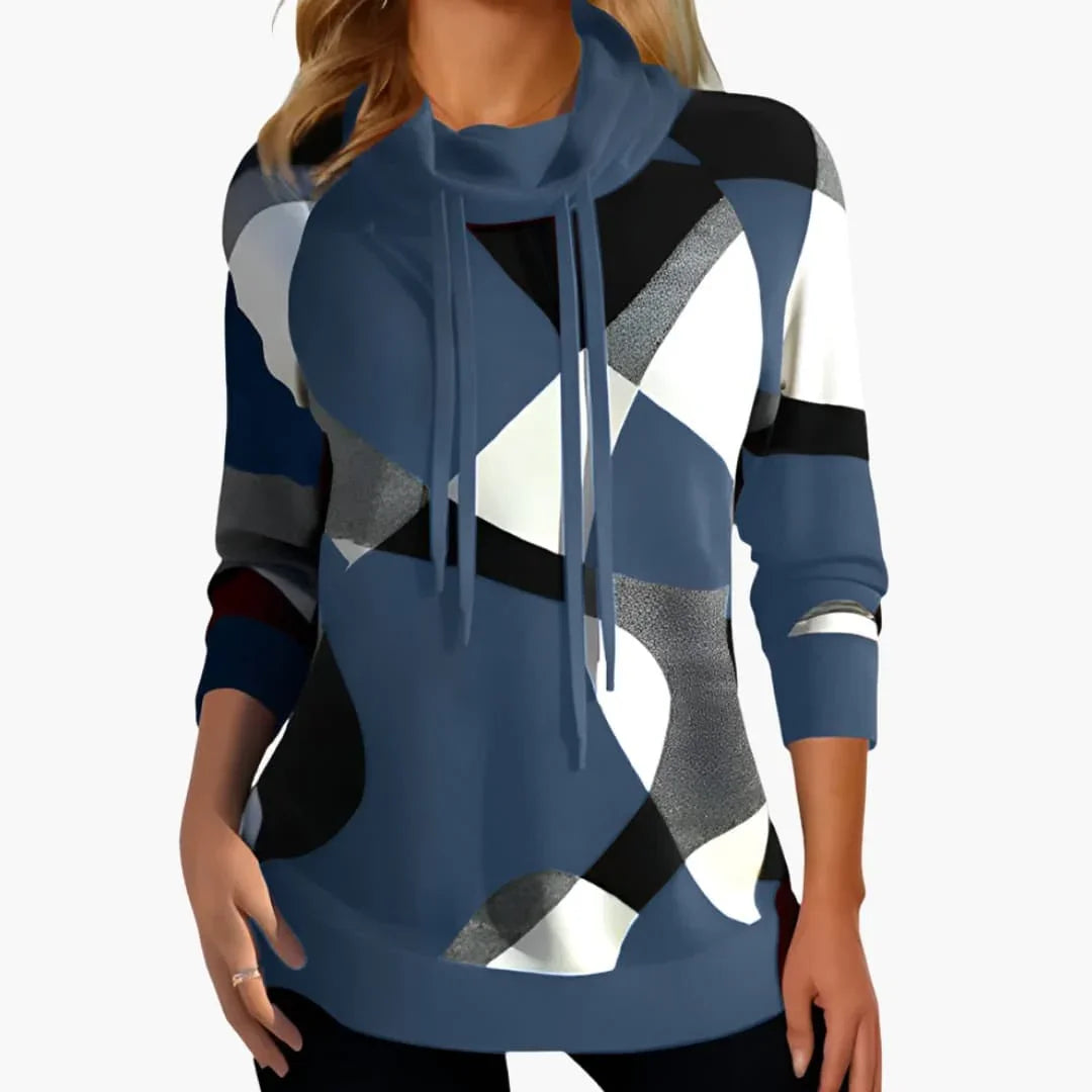 Women's Sweater with Drawstring Collar