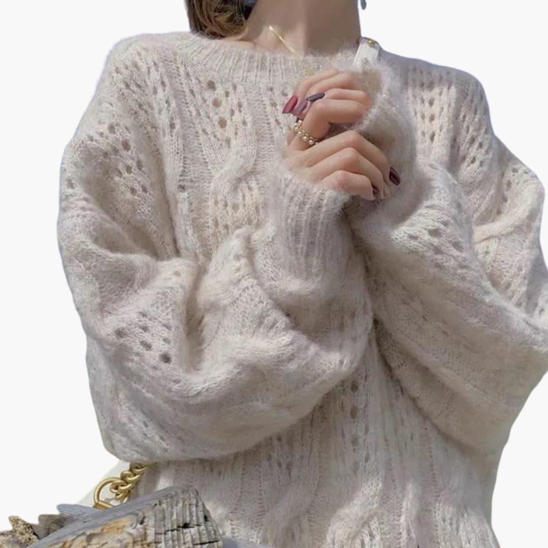 Women's Sweater with Open Knit Surface
