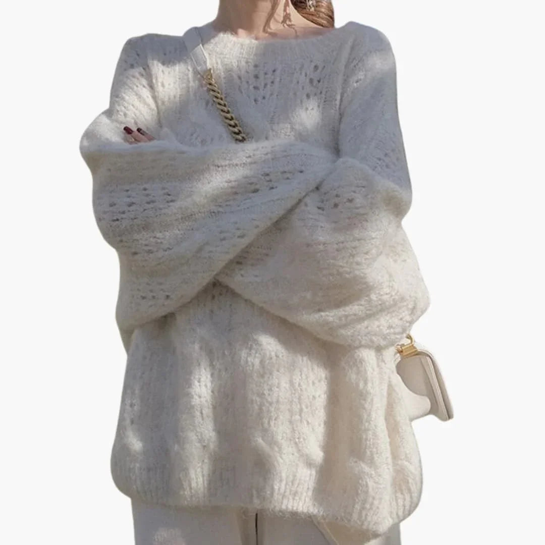 Women's Sweater with Open Knit Surface