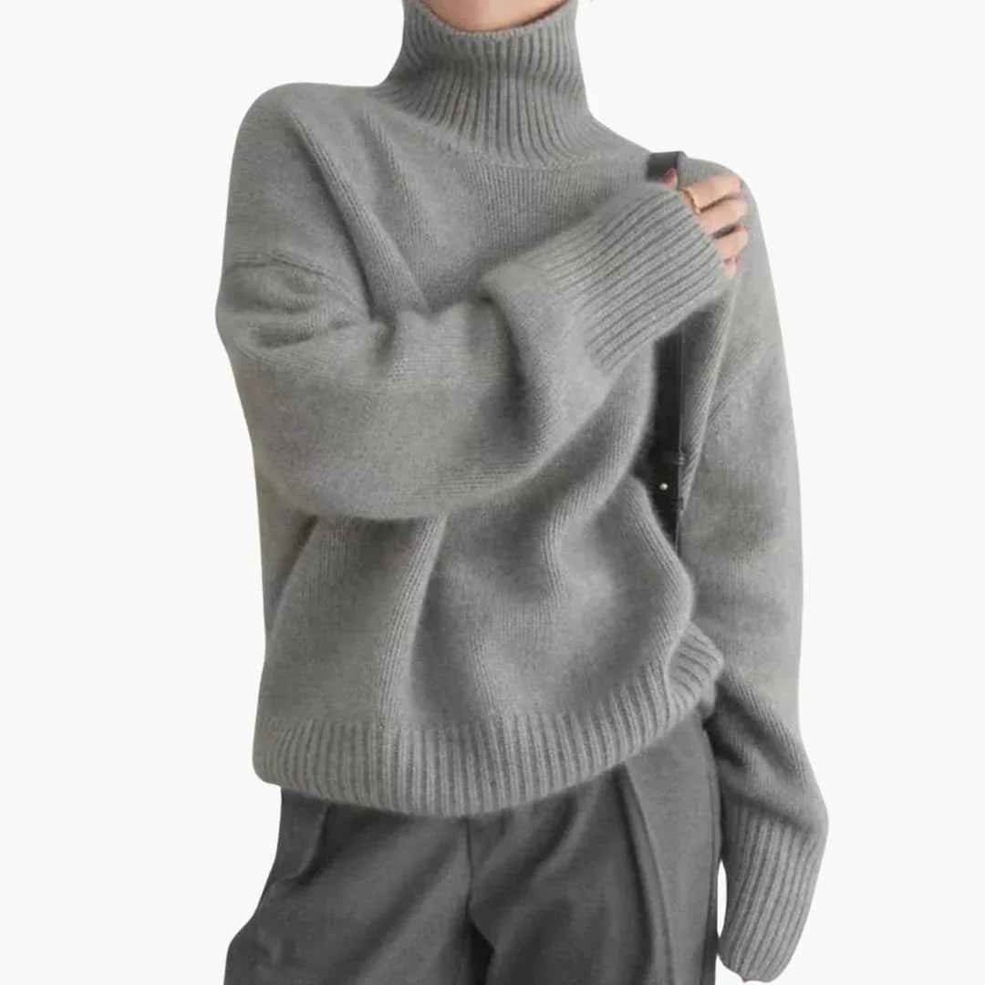 Women's Sweater with Turtleneck and Ribbed Cuffs