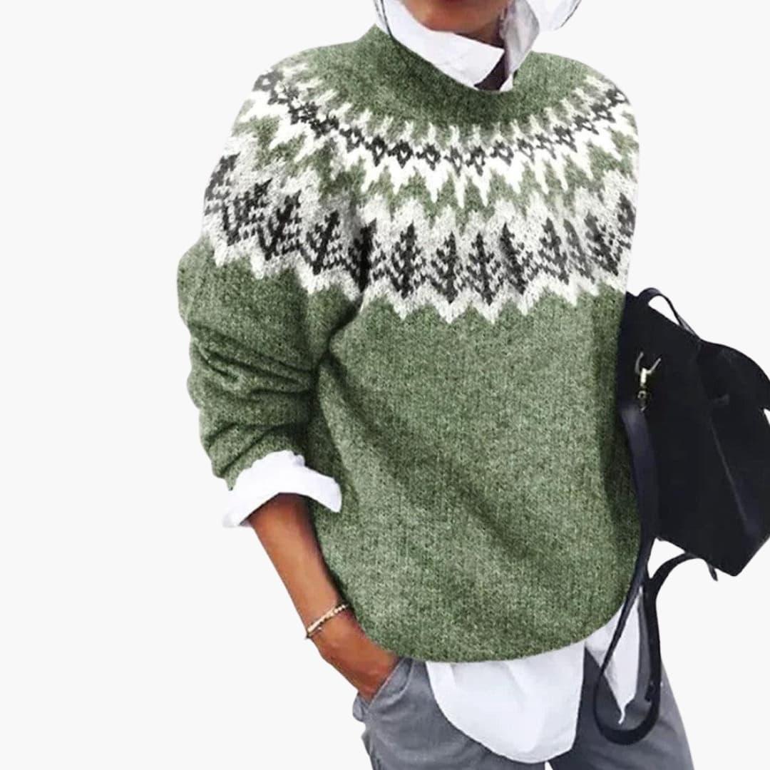 Bavane | Women's Sweater with Round Neck and Ribbed Knit Surface
