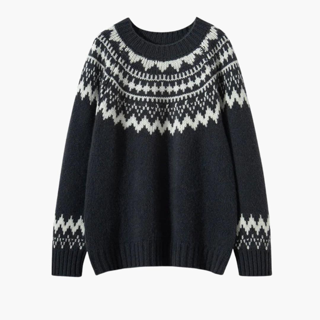 Women's Sweater with Round Neck and Knit Pattern