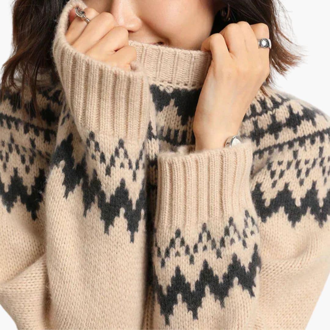 Women's Sweater with Round Neck and Knit Pattern